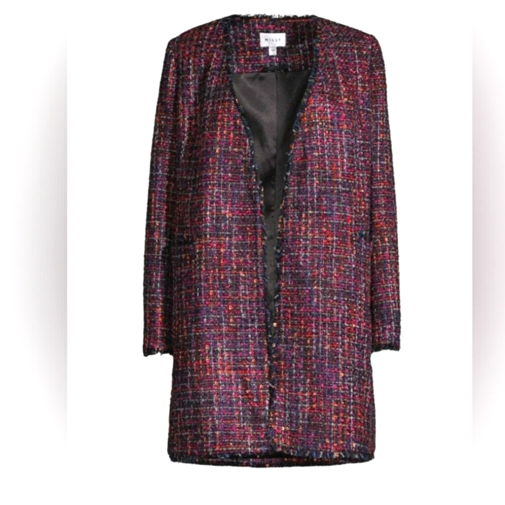 Milly Tweed Open Coat with fringe